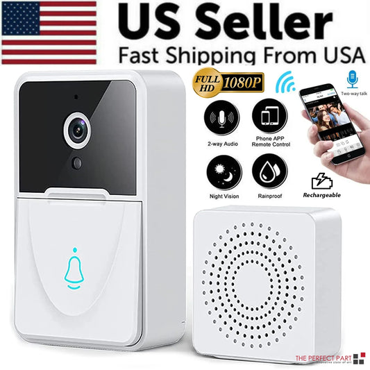 Wireless Smart WiFi Video Doorbell with Intercom & Chime for Home Security