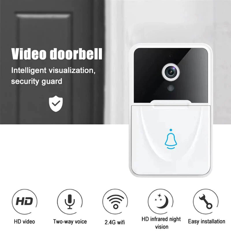 Wireless Smart WiFi Video Doorbell with Intercom & Chime for Home Security