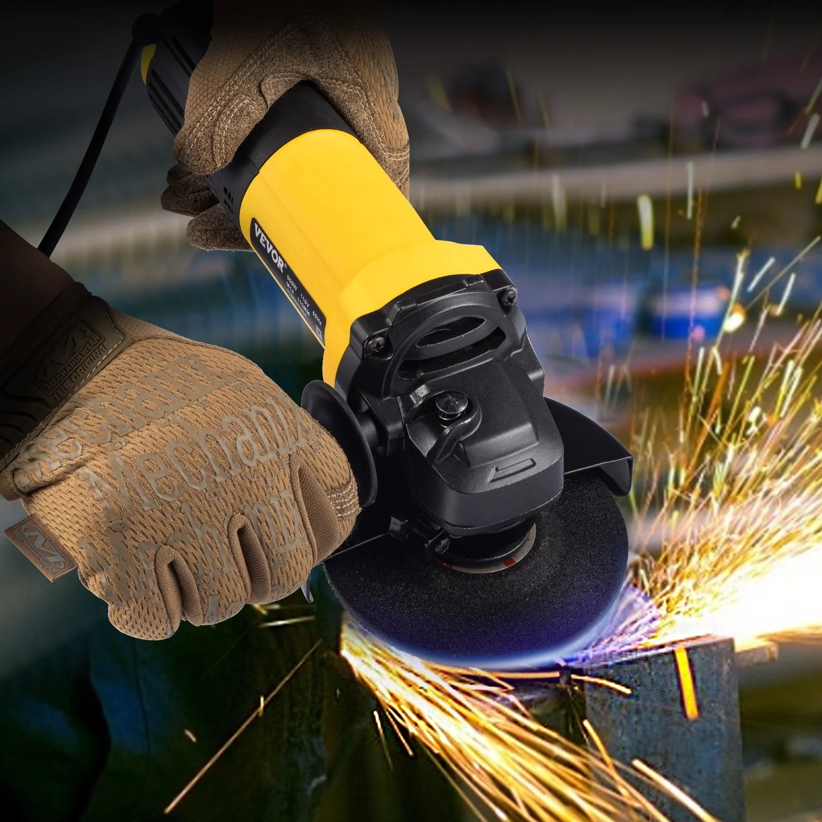 VEVOR Angle Grinder, 4-1/2 Inch Powerful Grinder Tool 11Amp Power Grinder with Paddle Switch and 360?? Rotational Guard, 12000Rpm Power Angle Grinders for Cutting and Grinding Metal, Stone, Wood, Etc