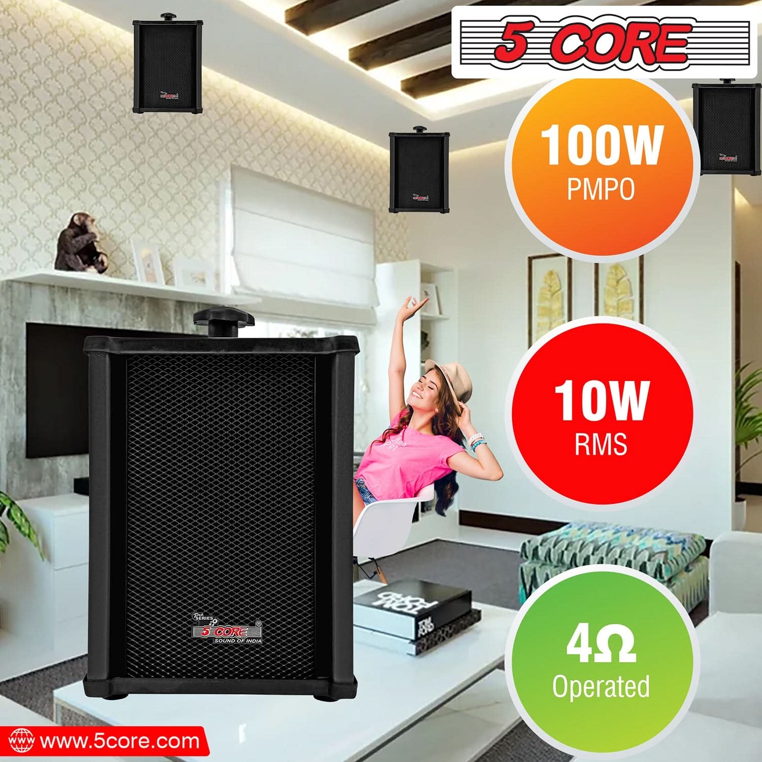 5 Core 4000W PA System – Outdoor/Indoor Commercial Paging Kit with 32 Wall Speakers