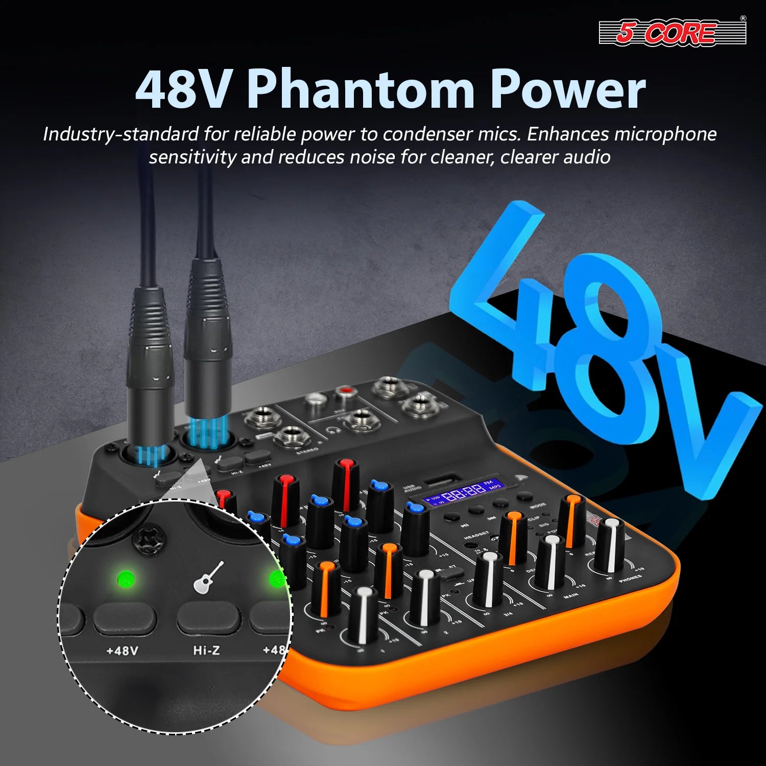 5 Core 4-Channel Audio Mixer – DJ Equipment with Bluetooth, USB, and Soundboard Console