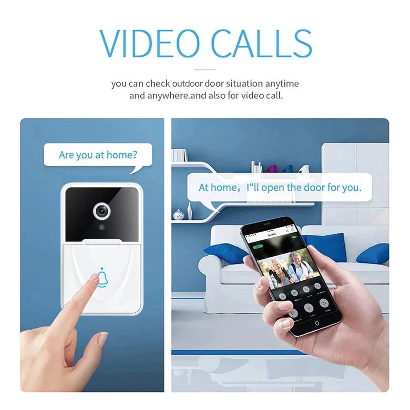 Wireless Smart WiFi Video Doorbell with Intercom & Chime for Home Security