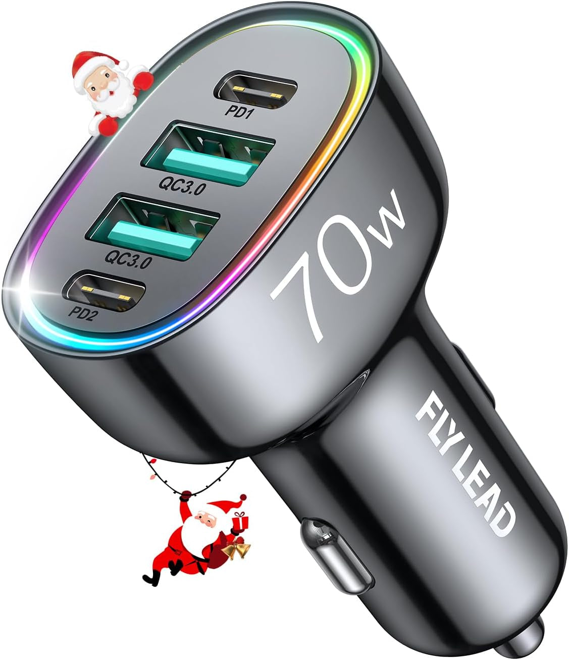 Ultimate 70W 4-Port USB-C Car Charger – Fast Charging for iPhone, Android, iPad & More