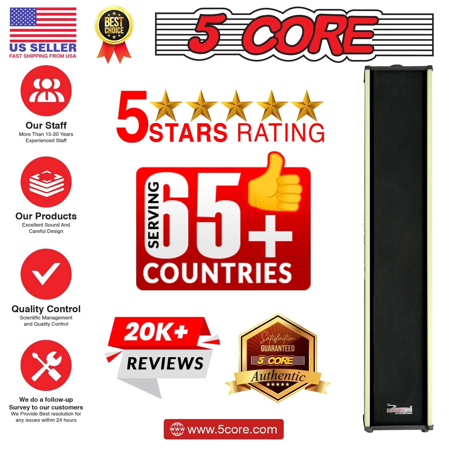 5Core 300W Passive Outdoor Stereo Wall Speakers – High-Performance Audio System