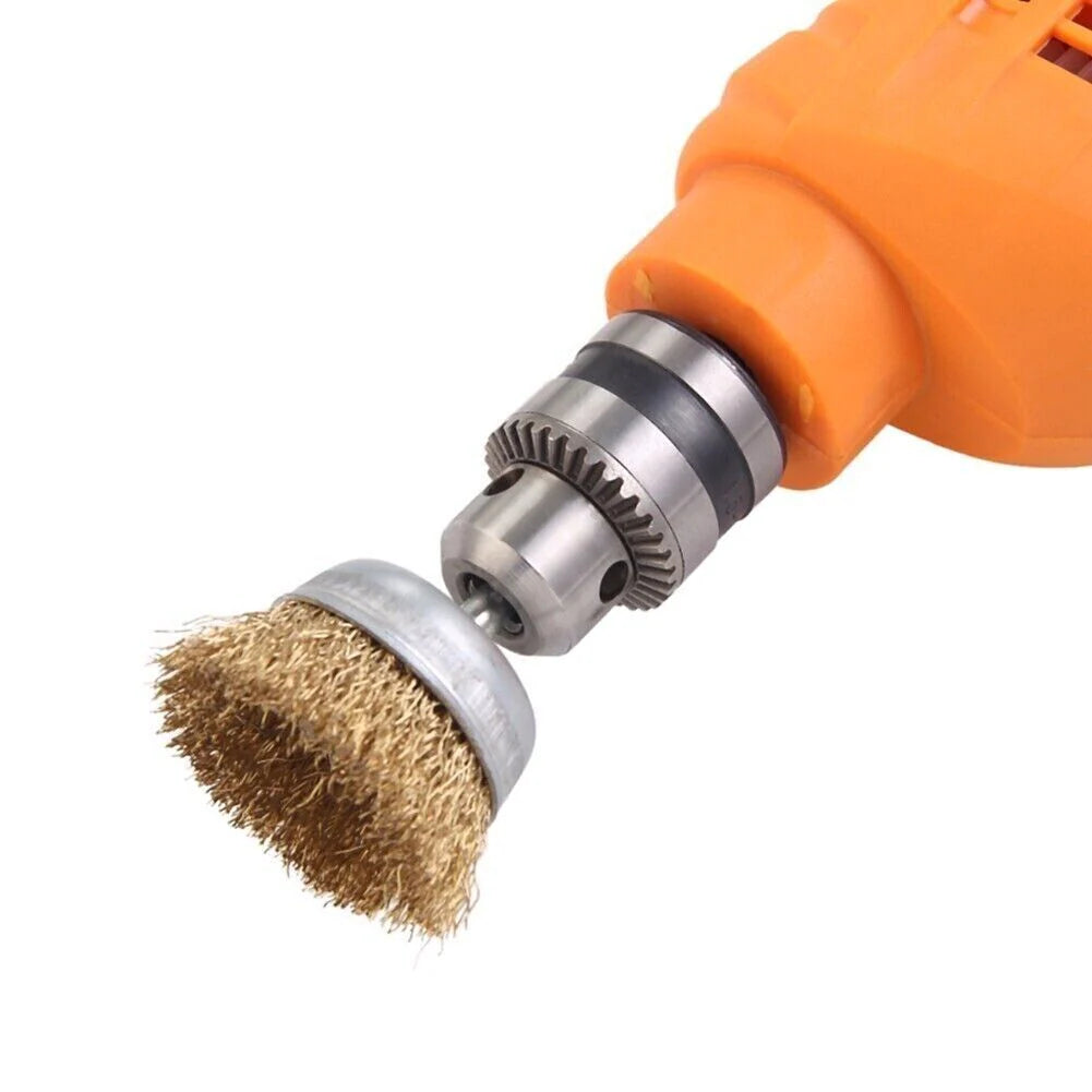 2-Pack 3 Pcs Wire Brush Wheel Set Cup Drill Bit Rust Paint Attachment 1/4" USA